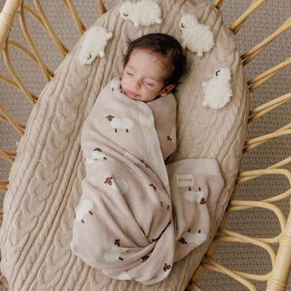 Luxury Cotton Knit Swaddle Baby Blanket - Soft Cozy Lightweight Unisex Receiving Swaddler Crib