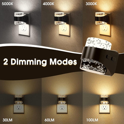 Briignite LED Night Light Plug into Wall[2 Pack] Dimmable Night Light with Bubble Design