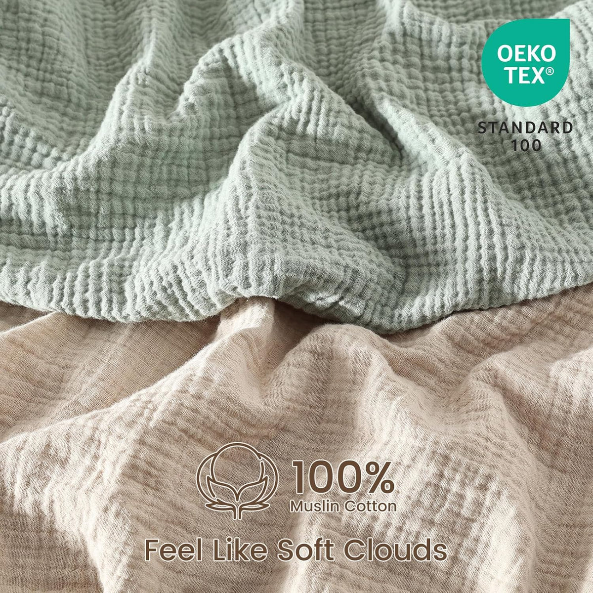 david's kids Muslin Mini Crib Sheets, 2 Pack Cotton Pack N Play Sheets for Boys Girls Neutral, Soft