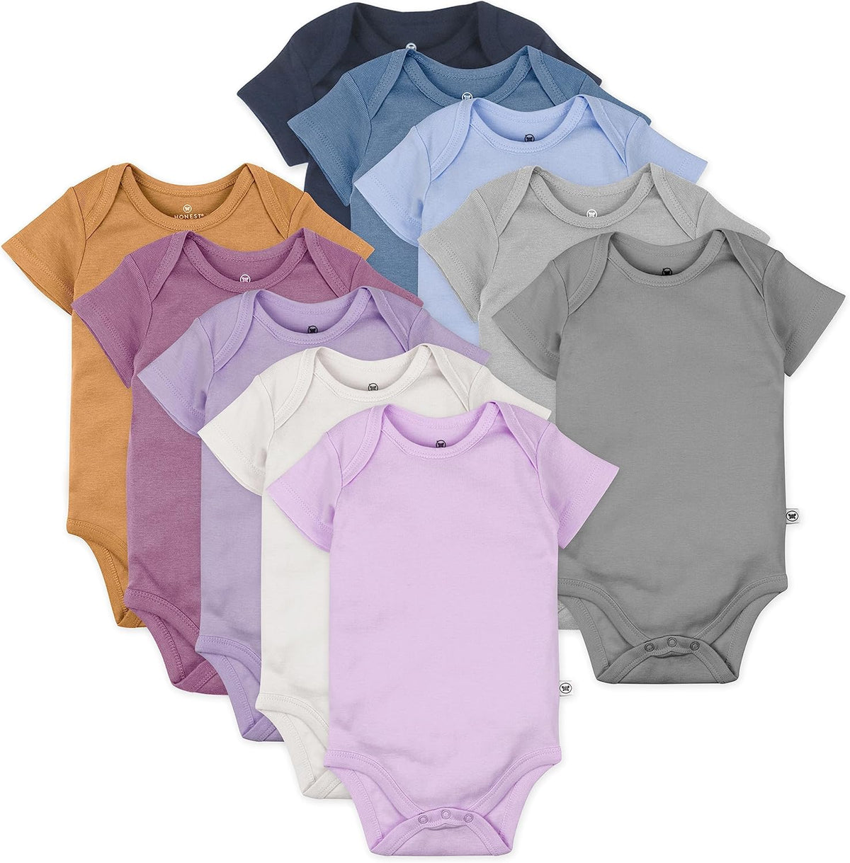 HonestBaby unisex-baby 10-pack Short Sleeve Bodysuits One-piece 100% Organic Cotton for Infant Baby