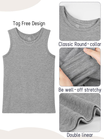 5 Pack Boys Tank Tops Boys Undershirts Kids Cotton Undershirts Tees Sleeveless Tank Tops Shirts for