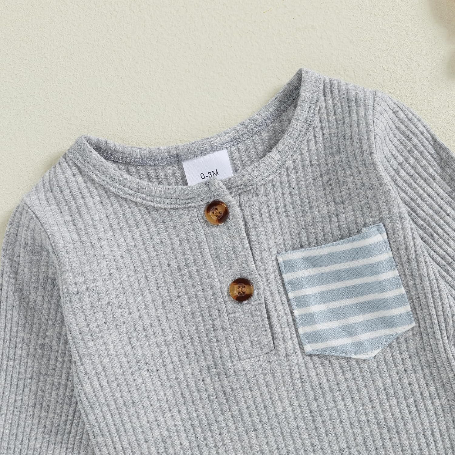 fhutpw Baby Boy Clothes 3 6 12 18 Months Ribbed Knitted Long Sleeve Romper and Pants Sets Newborn