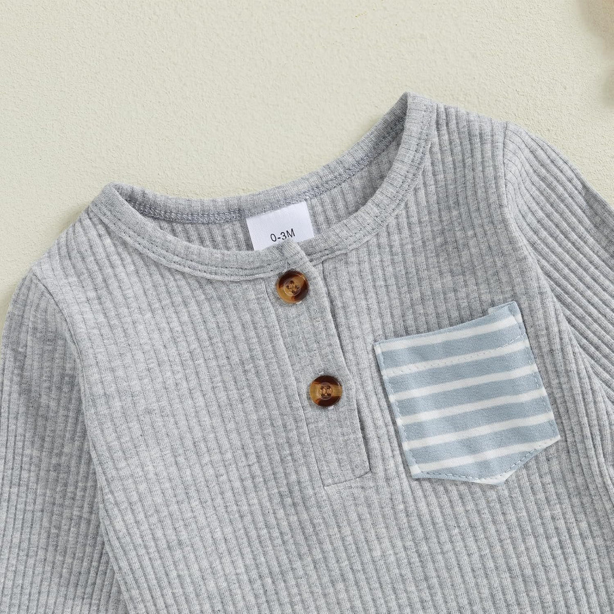 fhutpw Baby Boy Clothes 3 6 12 18 Months Ribbed Knitted Long Sleeve Romper and Pants Sets Newborn