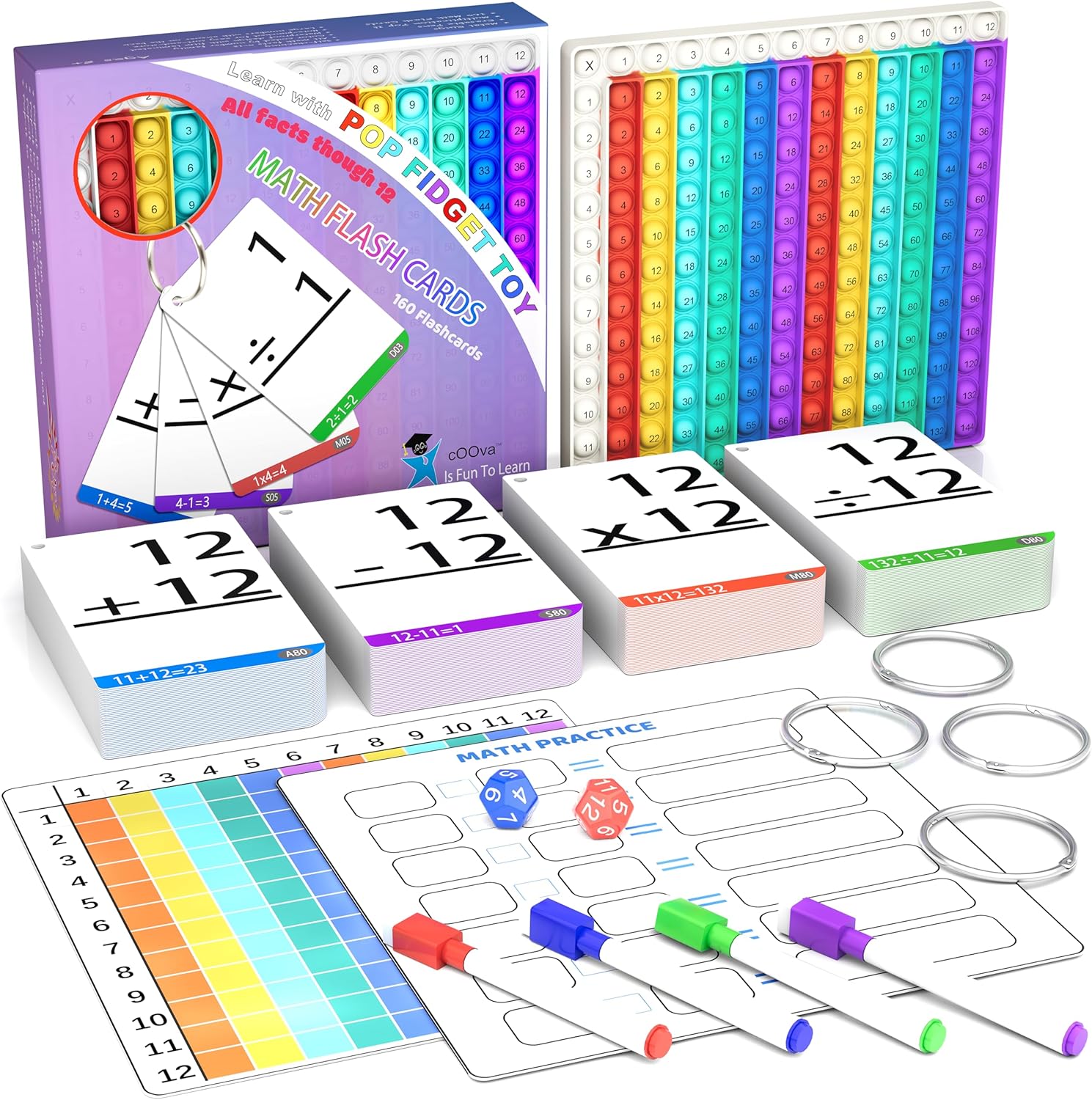 Math Games for Kids - Flash Cards for Kids - Pop it Practice with Addition, Subtraction
