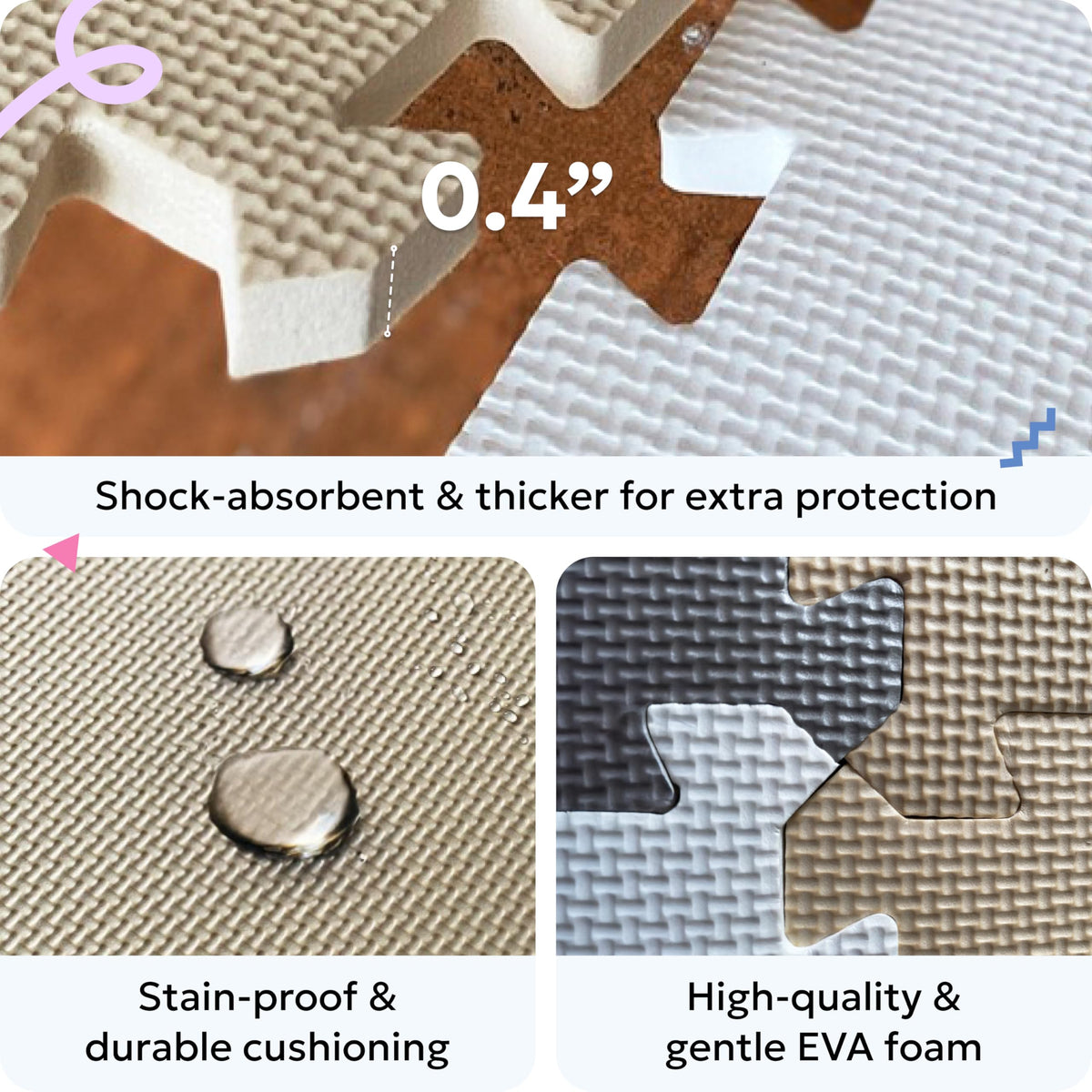 MioTetto Baby Play Mat, Soft Foam Floor Tiles for Kids. Adjustable Interlocking Foam Tiles, Fits