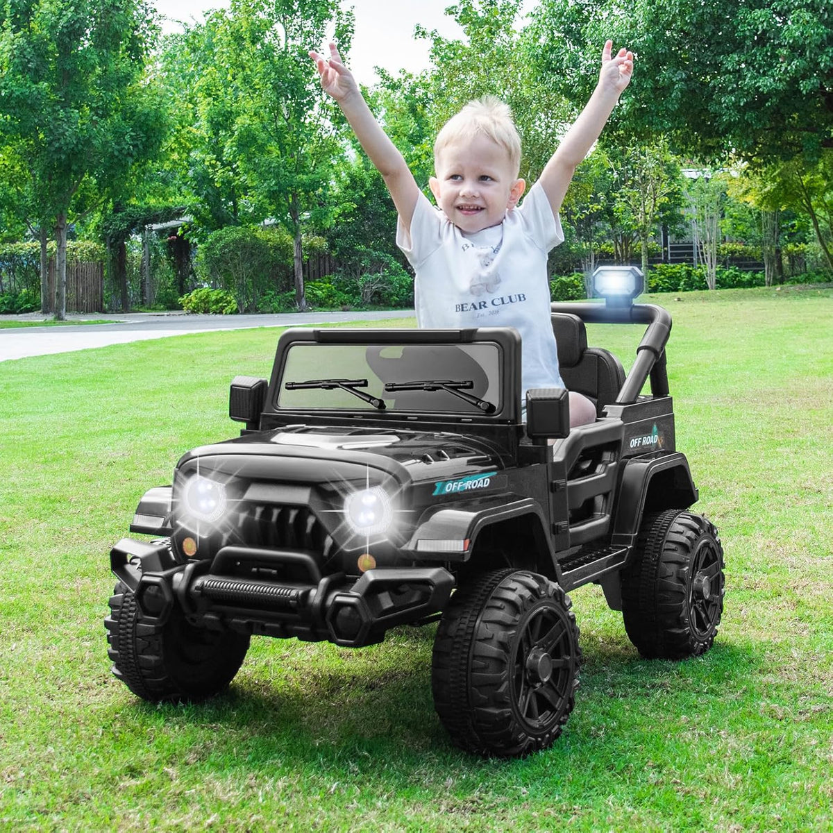 Costzon 12V Kids Ride on Truck Car, Electric Vehicle w/Remote Control, Threaded Wheels, 3 Speeds