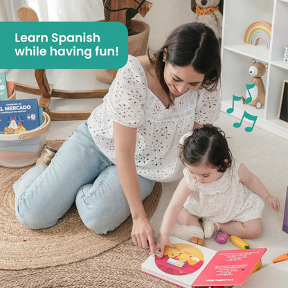 Binibi Spanish Musical Book for Babies & Toddlers 1-3 Los Pollitos Dicen & Other Nursery Rhymes |