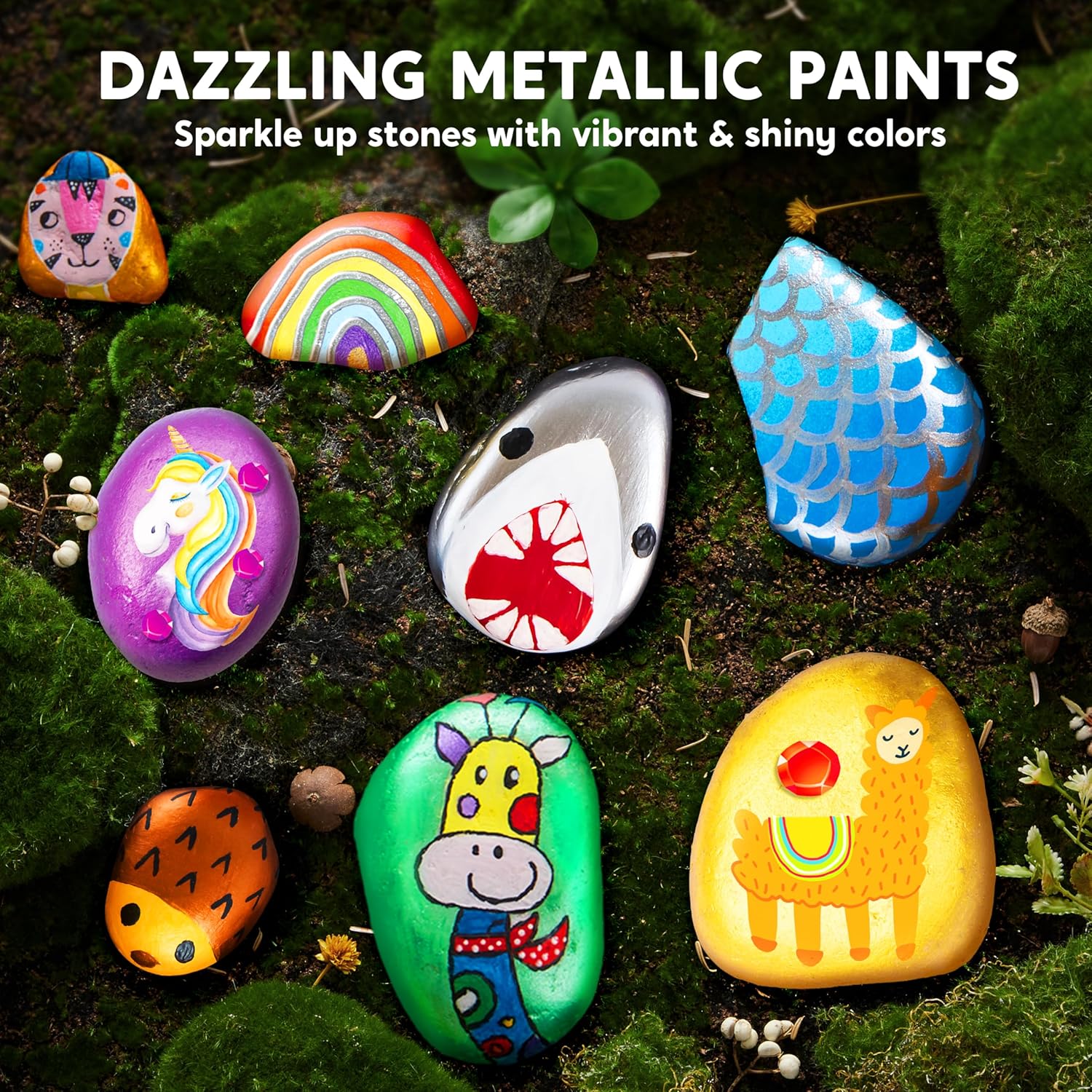 JOYIN Rock Painting Kit for Kids, Arts and Crafts for Girls & Boys Ages 6-12, DIY Supplies for