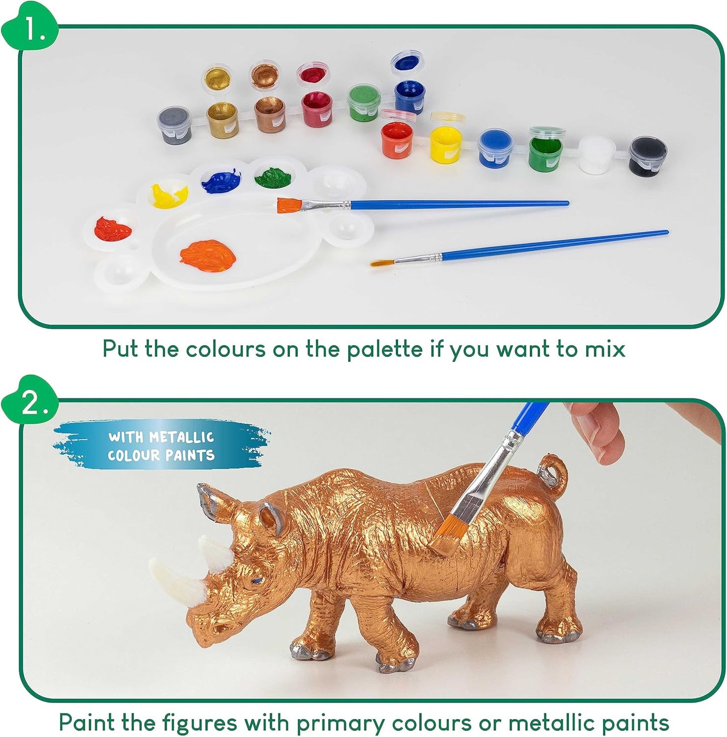 BONNYCO Animal Toys for Kids Painting Kit with 16 Figurines Animal Kids Crafts 4-8 with Glow in The