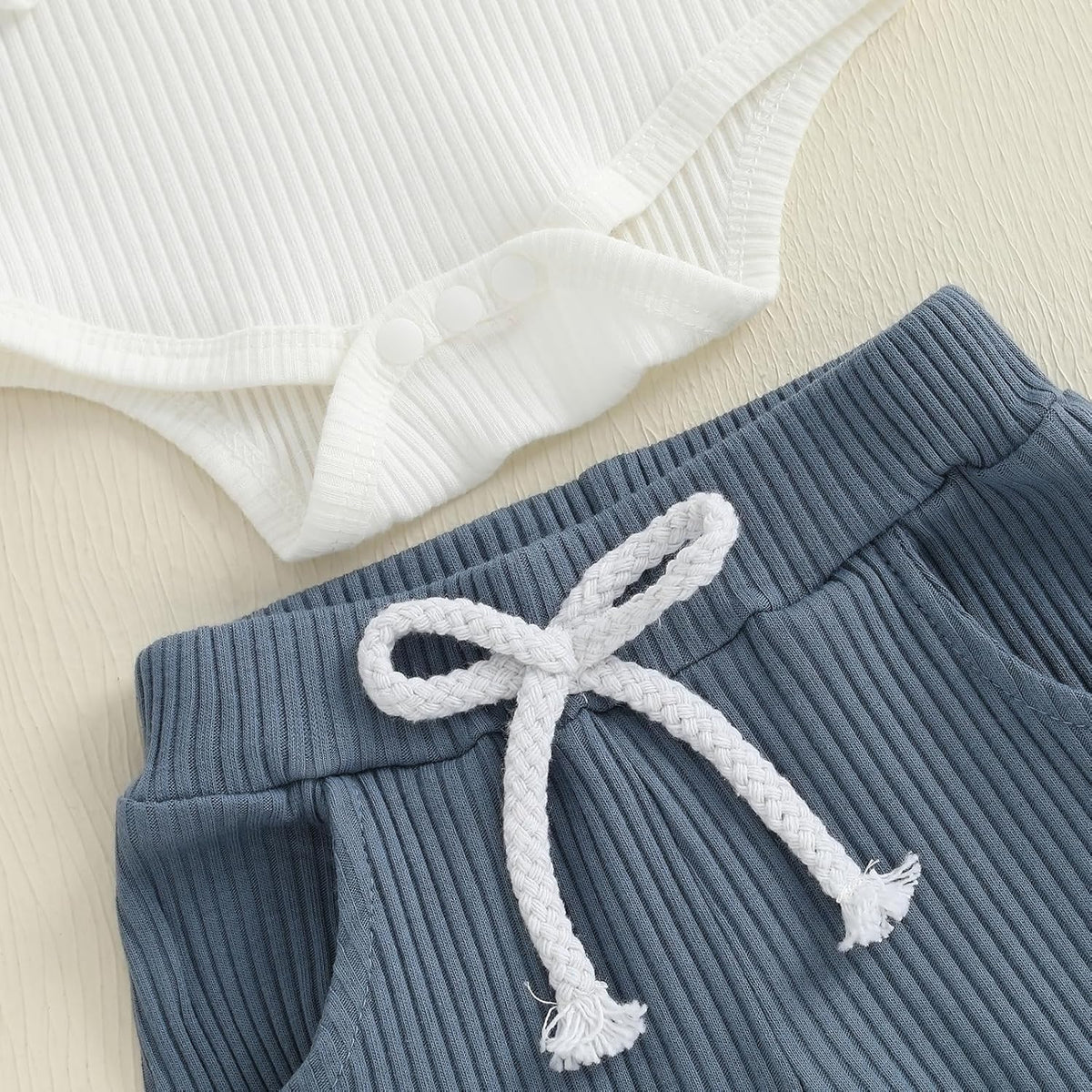fhutpw Baby Boy Clothes 3 6 12 18 Months Ribbed Knitted Long Sleeve Romper and Pants Sets Newborn