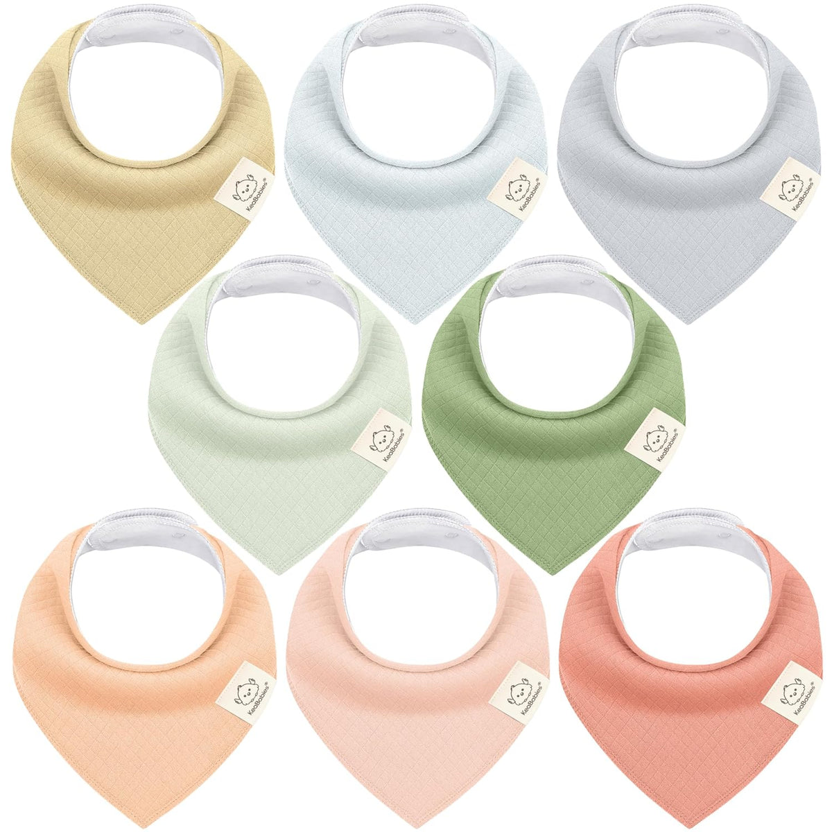 KeaBabies 8-Pack Bandana Bibs for Baby Girls, Boys - Organic Cotton Baby Bibs for Drooling &