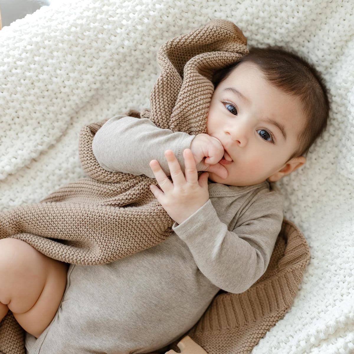 Heritage Knit Organic Cotton Baby Swaddle Blanket - 100% Luxury Organic Cotton Knit Receiving