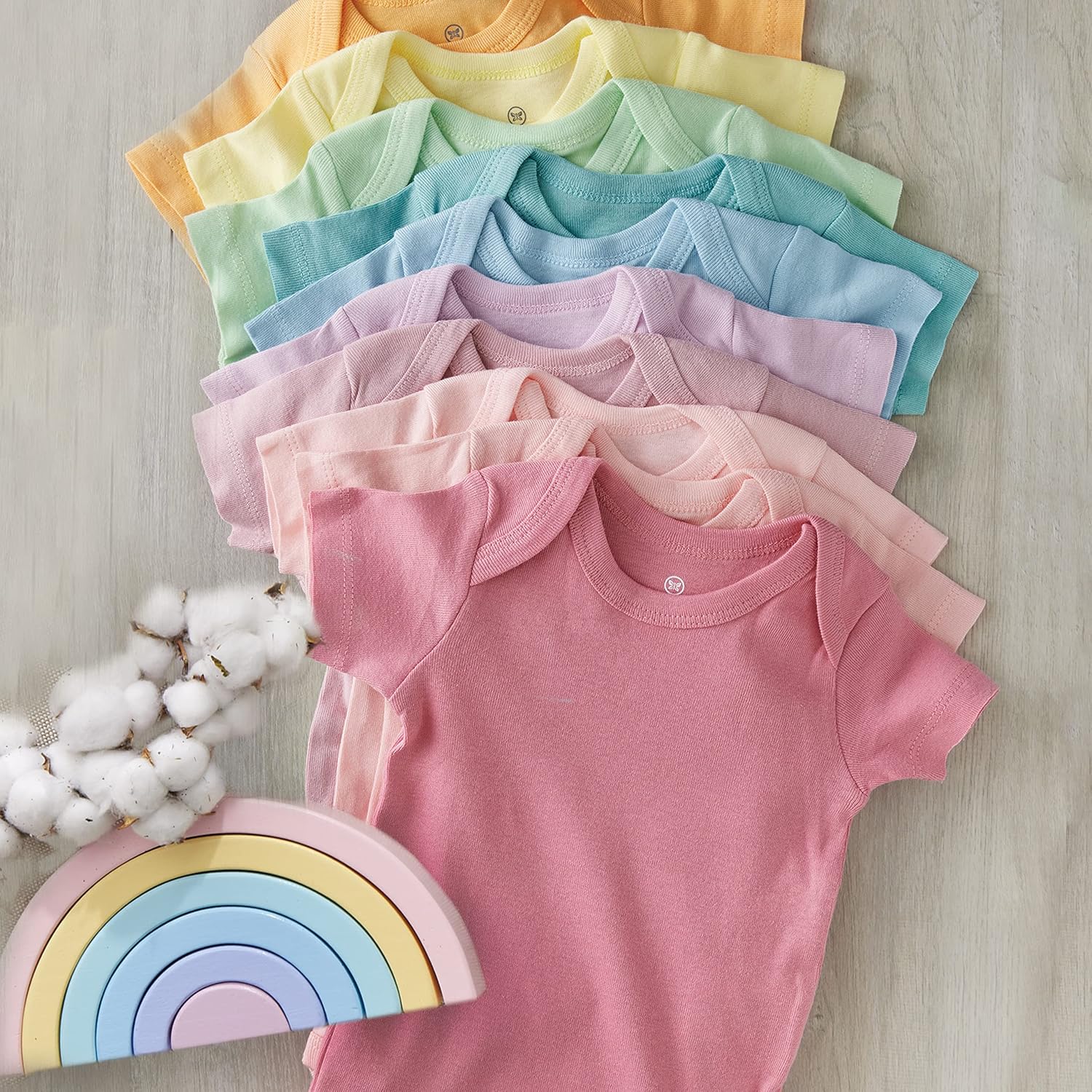 HonestBaby unisex-baby 10-pack Short Sleeve Bodysuits One-piece 100% Organic Cotton for Infant Baby
