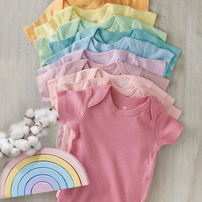 HonestBaby unisex-baby 10-pack Short Sleeve Bodysuits One-piece 100% Organic Cotton for Infant Baby
