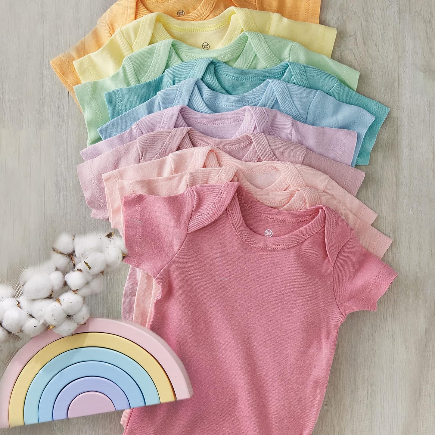 HonestBaby unisex-baby 10-pack Short Sleeve Bodysuits One-piece 100% Organic Cotton for Infant Baby
