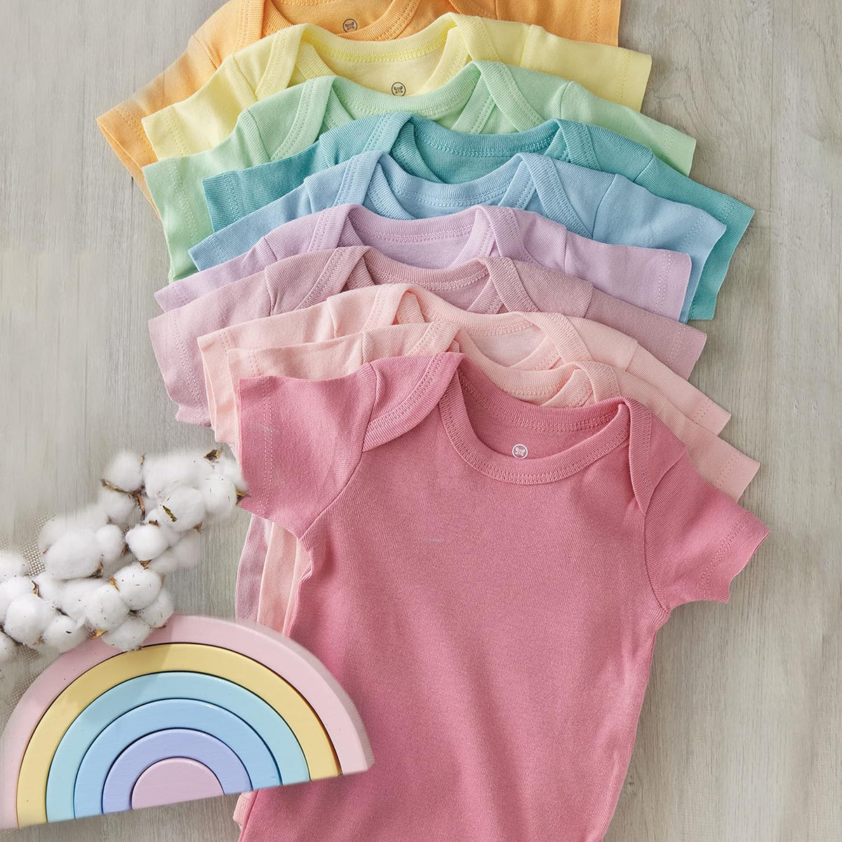 HonestBaby unisex-baby 10-pack Short Sleeve Bodysuits One-piece 100% Organic Cotton for Infant Baby