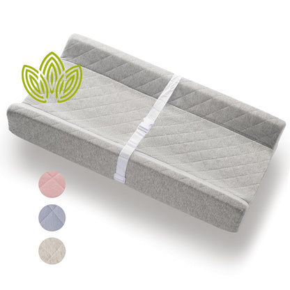 Organic Cotton Contoured Baby Changing Pad w/Waterproof Foam Mattress, Includes Soft, Removable &