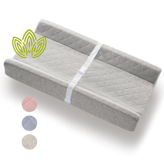 Organic Cotton Contoured Baby Changing Pad w/Waterproof Foam Mattress, Includes Soft, Removable &