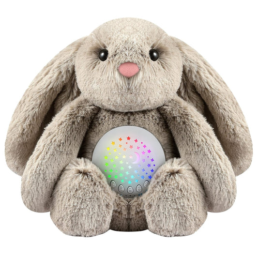 BEREST Baby Sleep Soother Bedtime Bunny with Starry Projector Night Light, Plush Stuffed Animal for