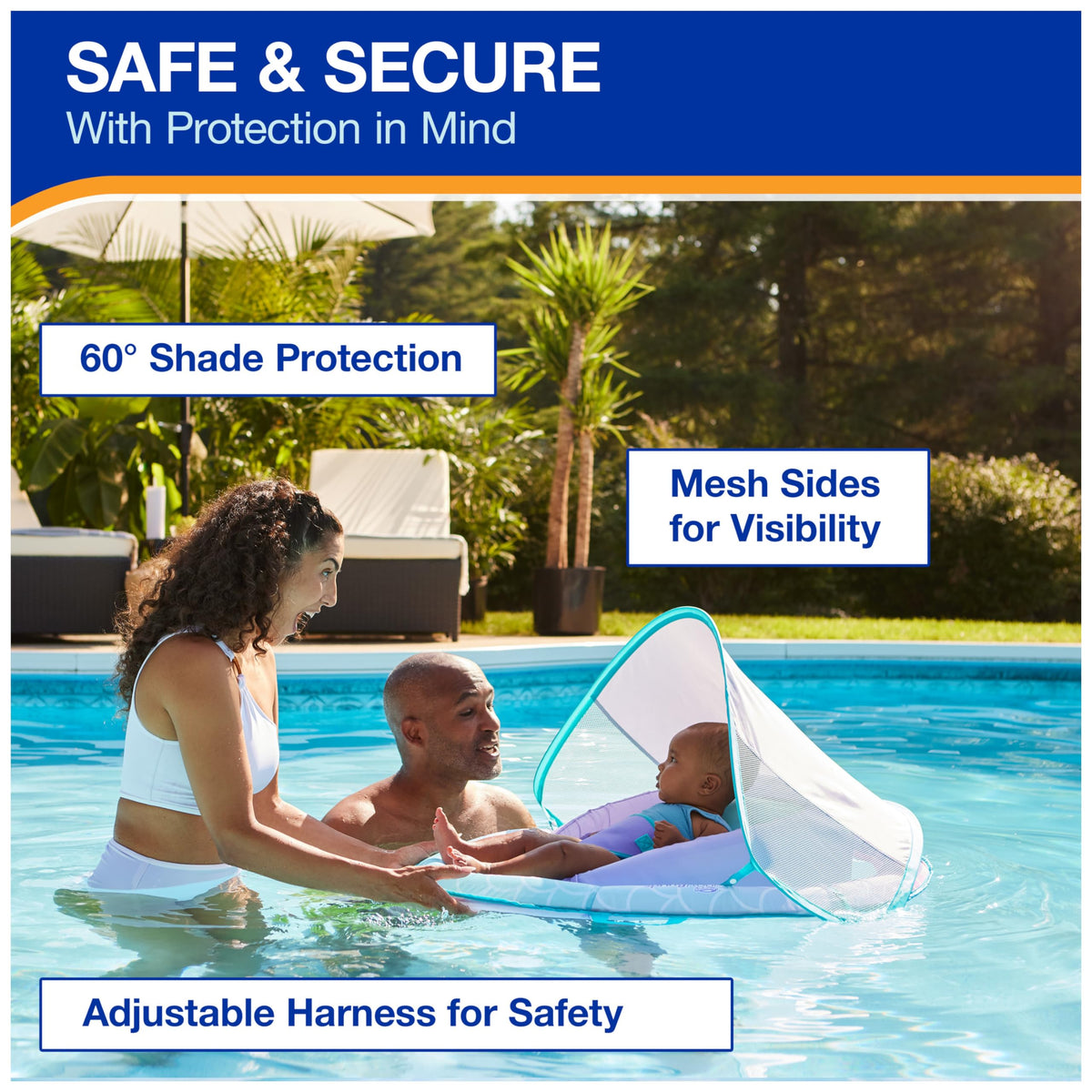 SwimWays Infant Spring Float with Canopy for Kids 3-9 Months