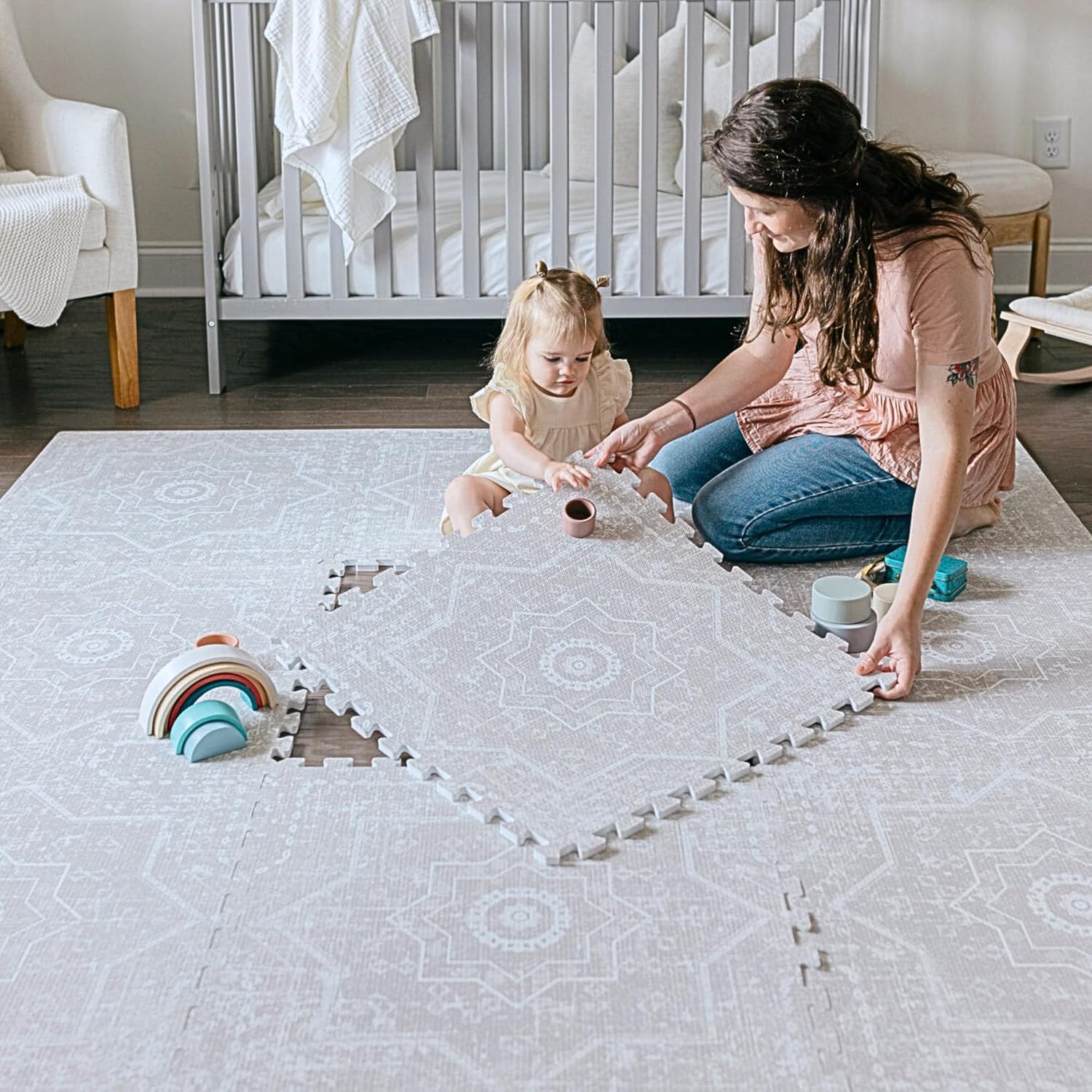 Baby Play Mats for Floor - Layla (6x6ft) - Premium EVA Foam Play Mat for Babies & Toddlers
