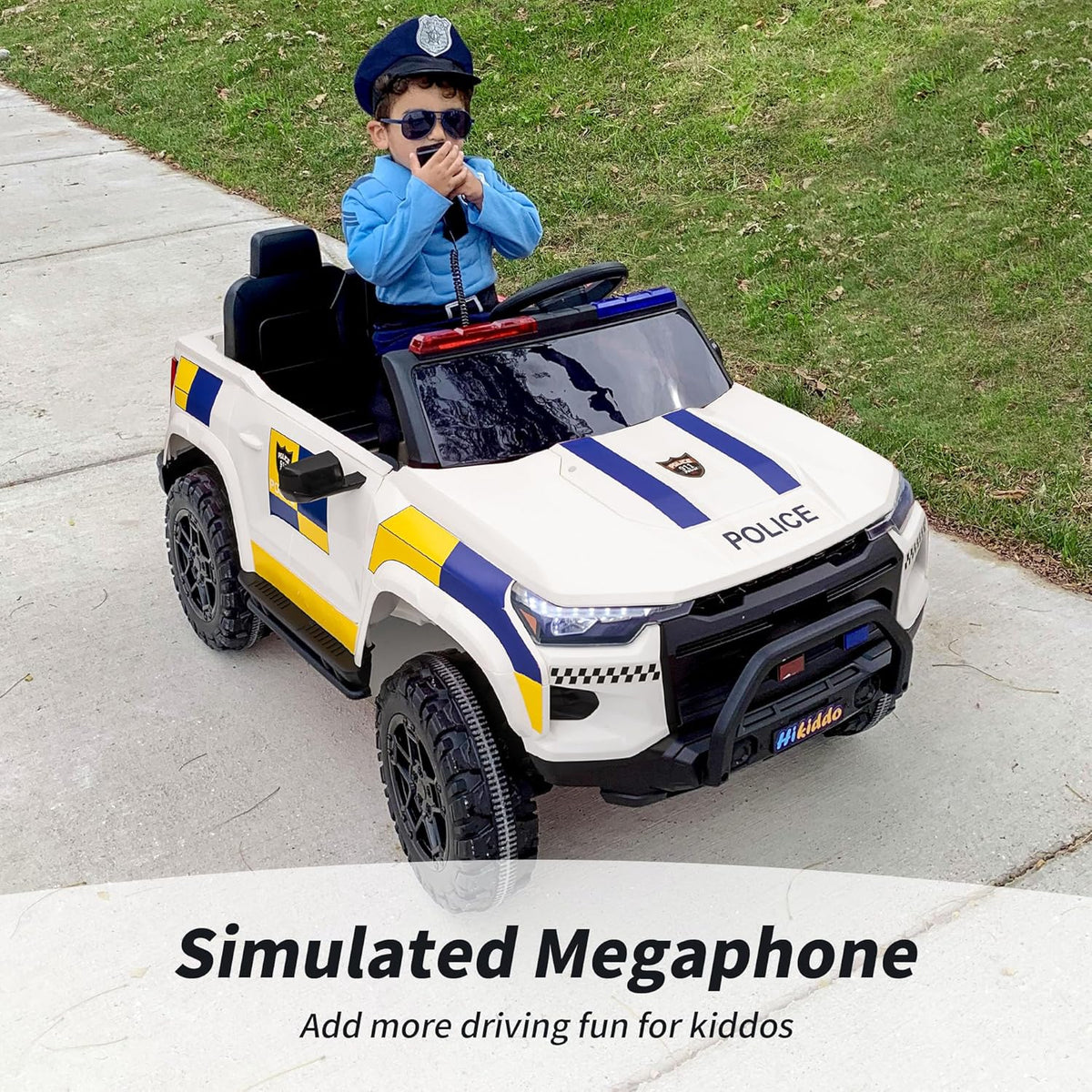 24V 10Ah Electric Police SUV Car Ride-On Toy for Big Kids, 4WD 2-Seater w/Parental Remote Control