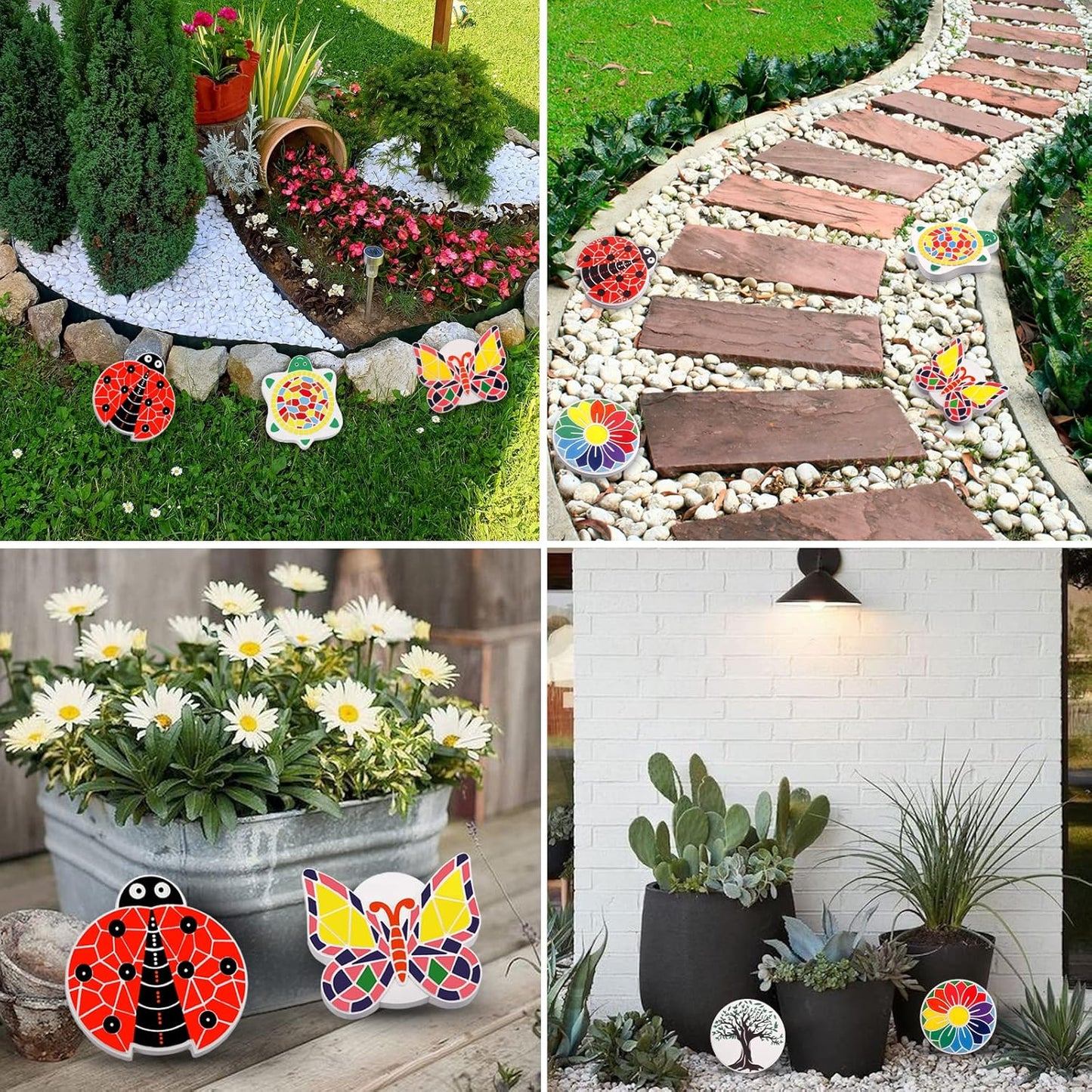 Weilim Paint Your Own Stepping Stones 5-Pack for Kids, Boys & Girls Ages 3-12, Butterfly, Turtle