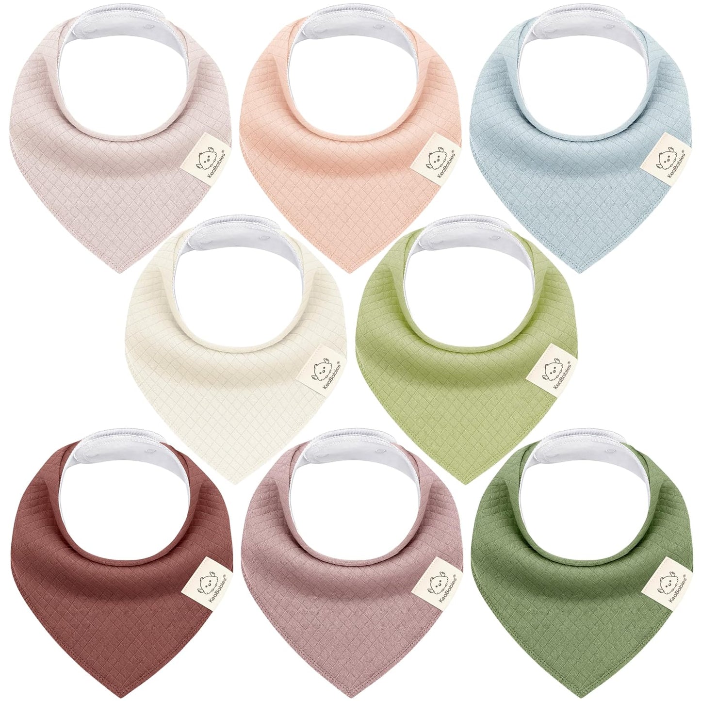 KeaBabies 8-Pack Bandana Bibs for Baby Girls, Boys - Organic Cotton Baby Bibs for Drooling &