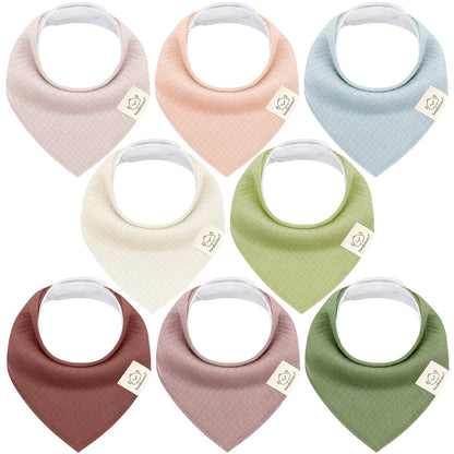 KeaBabies 8-Pack Bandana Bibs for Baby Girls, Boys - Organic Cotton Baby Bibs for Drooling &