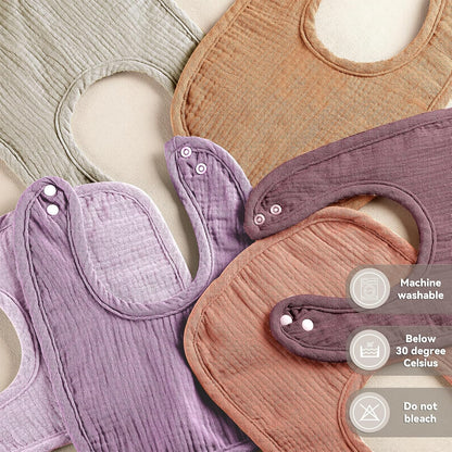 Muslin Baby Bibs for Unisex Boys Girls, Cotton Drool Bibs, Adjustable Newborn Bibs for Drooling and
