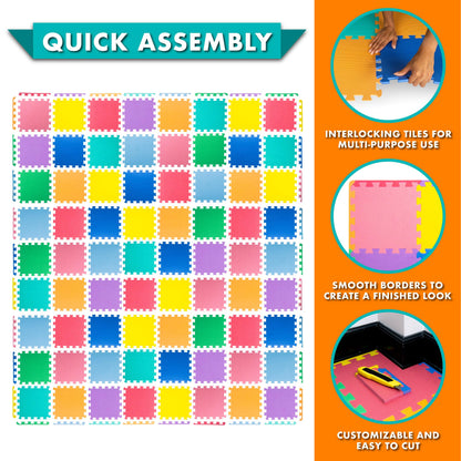ProSource Baby Play Mat, Soft Foam Floor Tiles for Kids, Interlocking EVA Panels for Playpen Use