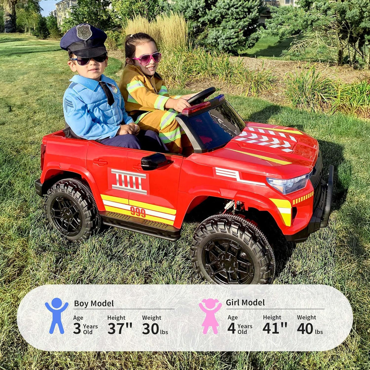 24V 10Ah Electric Police Car Ride on Toy for Big Kids, 4WD 2 Seater Kids Ride on Car SUV w/Remote