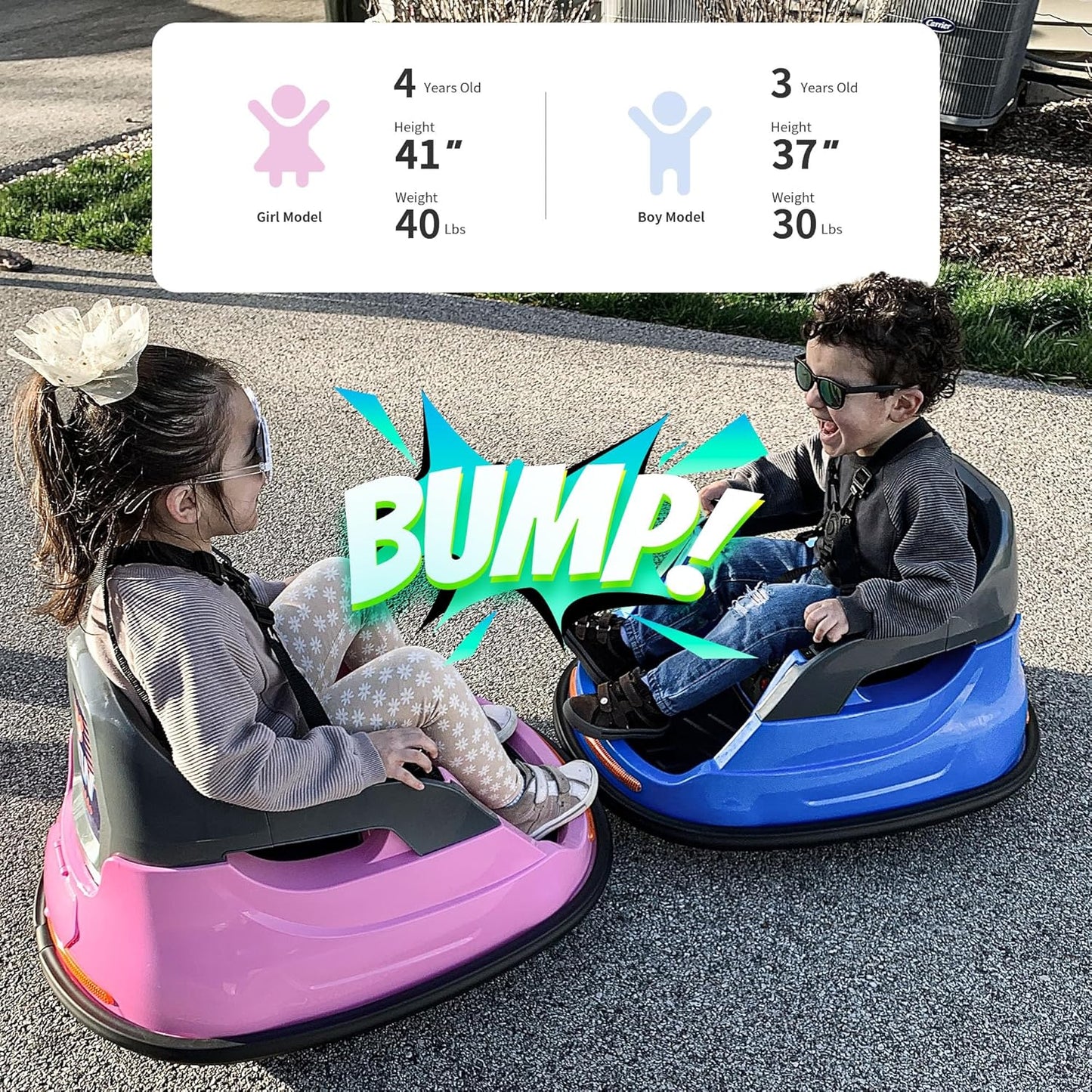 12V Kids Bumper Car, Electric Baby Bumper Car for Toddlers with Remote Control, 3 Speeds - Light