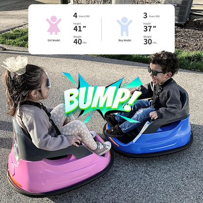 12V Kids Bumper Car, Electric Baby Bumper Car for Toddlers with Remote Control, 3 Speeds - Light