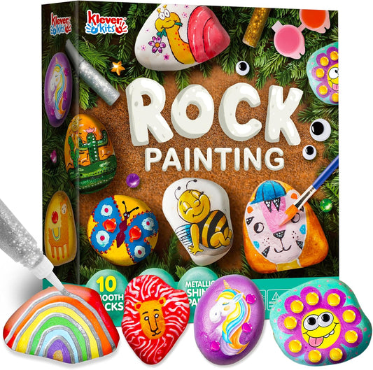 JOYIN Rock Painting Kit for Kids, Arts and Crafts for Girls & Boys Ages 6-12, DIY Supplies for