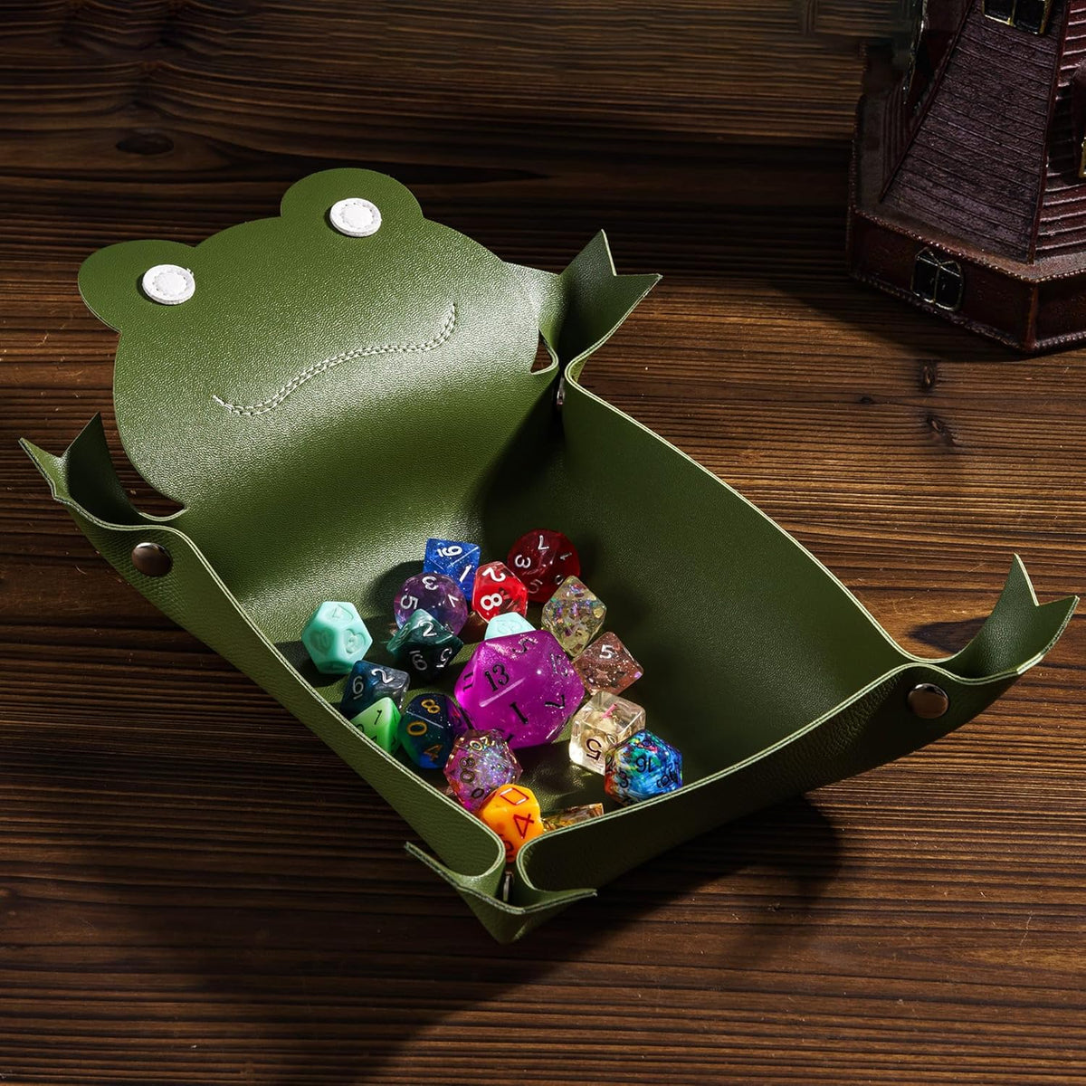 Frog Dice Tray, Foldable Dice Rolling Tray, Portable Storage Accessories Desk Organizer for DND