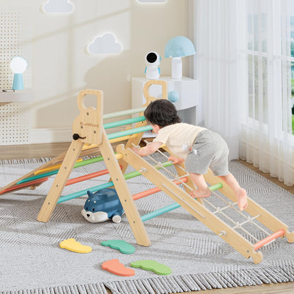 BlueWood 10-in-1 Pikler Triangle Set, Toddler Climbing Toys Indoor, Montessori Climber, Baby Jungle