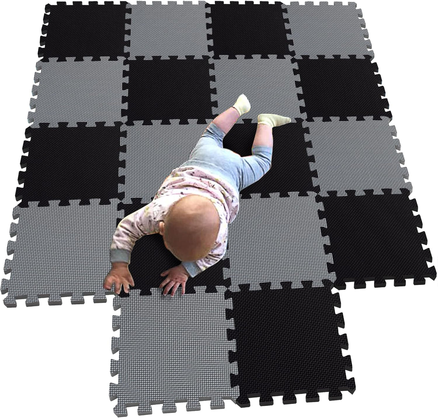 MQIAOHAM® 18 Pieces Puzzle Play Mats, Soft Baby Play Mat, Kids Interlocking Foam Floor Tiles