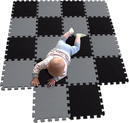 MQIAOHAM® 18 Pieces Puzzle Play Mats, Soft Baby Play Mat, Kids Interlocking Foam Floor Tiles