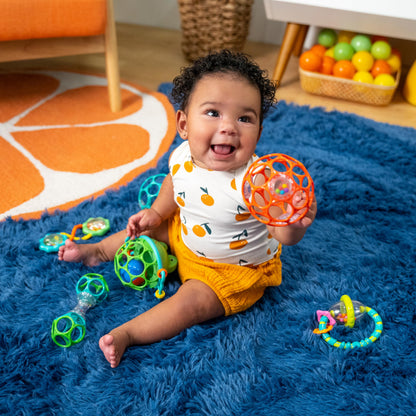 Bright Starts Little Shakers 6pc Gift Set, Easy-Grasp Oball Technology, Baby Rattles, Balls and