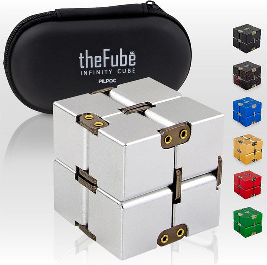 PILPOC theFube Infinity Cube Fidget Desk Toy - Aluminum Infinite Magic Cube , Sturdy, Heavy