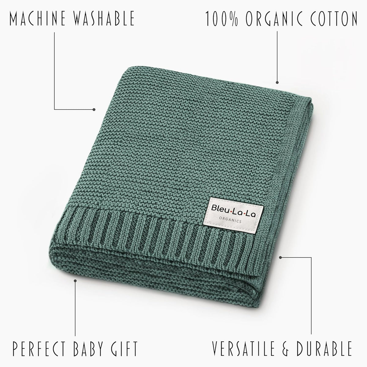Heritage Knit 100% Organic Cotton Baby Swaddle Blanket for Boys and Girls - Soft Warm Cozy Unisex