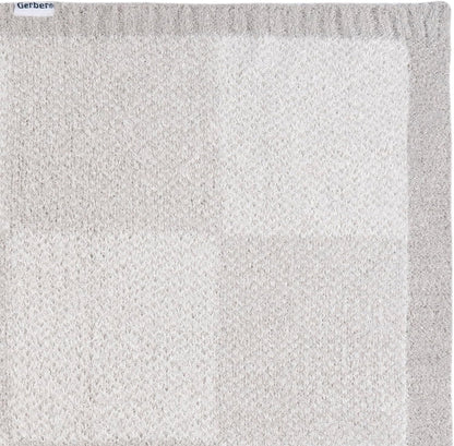 Gerber Unisex Baby Cozy Soft Silky Mink Checkerboard Grid Blanket, Tan Check, One Size