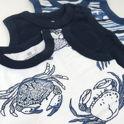 HonestBaby Short Sleeve and Tank Romper 100% Organic Cotton for Infant Baby and Toddler Boys