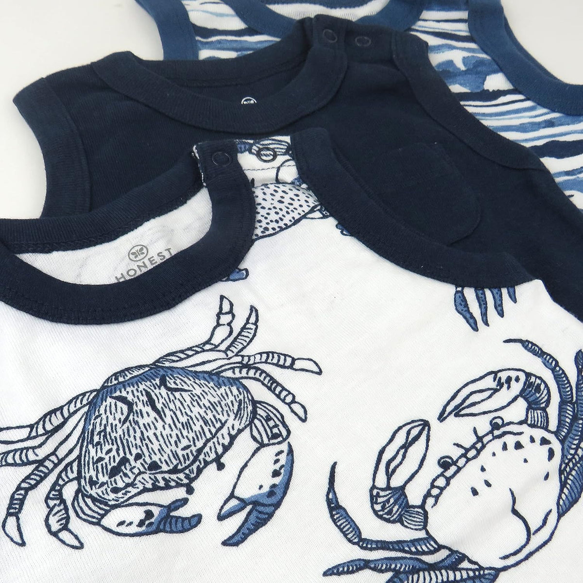 HonestBaby Short Sleeve and Tank Romper 100% Organic Cotton for Infant Baby and Toddler Boys