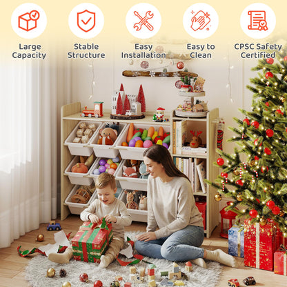 DOREROOM Toy Storage Organizer with Bookshelf, Kids Toy Storage and Organizers with 3 Shelves/9