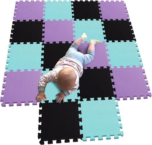 MQIAOHAM® 18 Pieces Puzzle Play Mats, Soft Baby Play Mat, Kids Interlocking Foam Floor Tiles