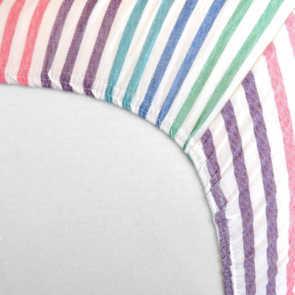 HonestBaby Girls Organic Cotton Changing Pad Cover, Rainbow Stripe, One Size