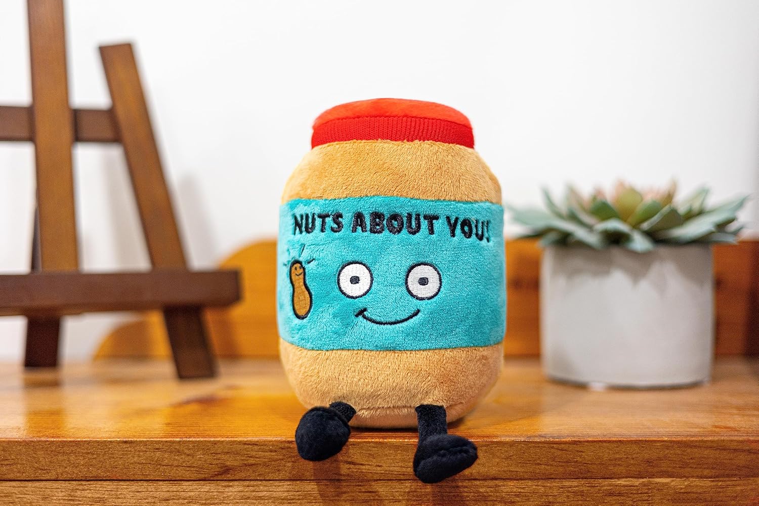 Peanut Butter Jar Foodie Plushie, Funny Pun Meme Gag Gift, White Elephant, Stocking Stuffer