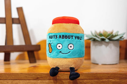 Peanut Butter Jar Foodie Plushie, Funny Pun Meme Gag Gift, White Elephant, Stocking Stuffer